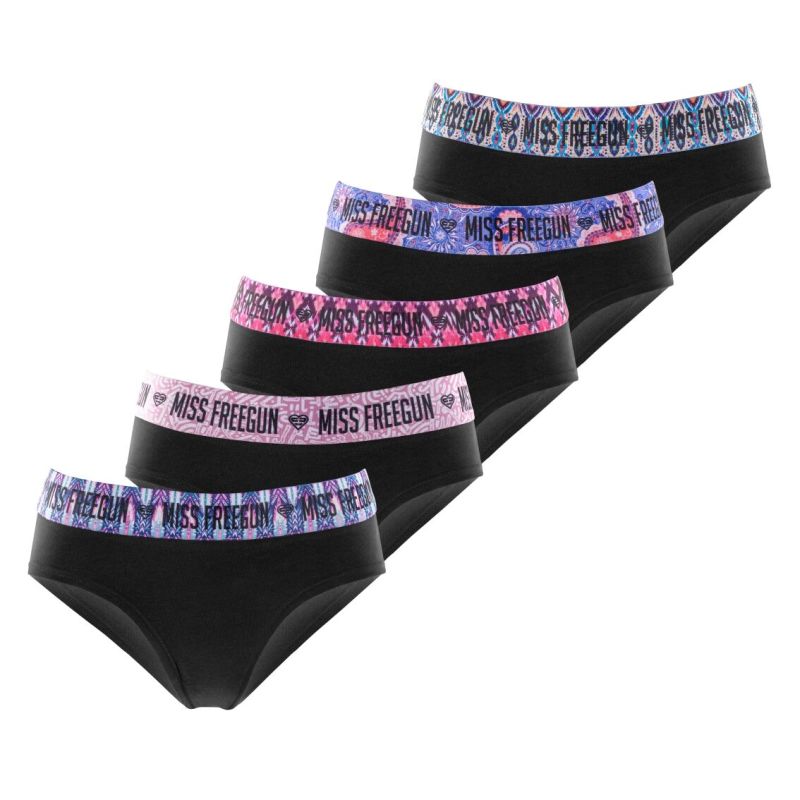 freegun Lot de 5 Culottes Noir Coton Femme Stretch freegun Lot de 5 Culottes Noir Coton Femme Stretch