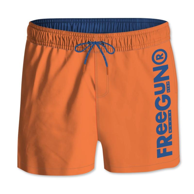 freegun Short de bain homme Orange et Bleu