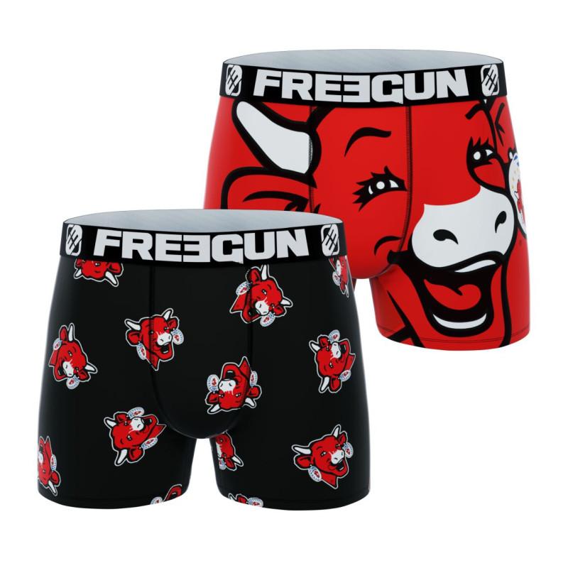 freegun Lot de 2 boxers microfibre homme La vache qui rit rouge et noir