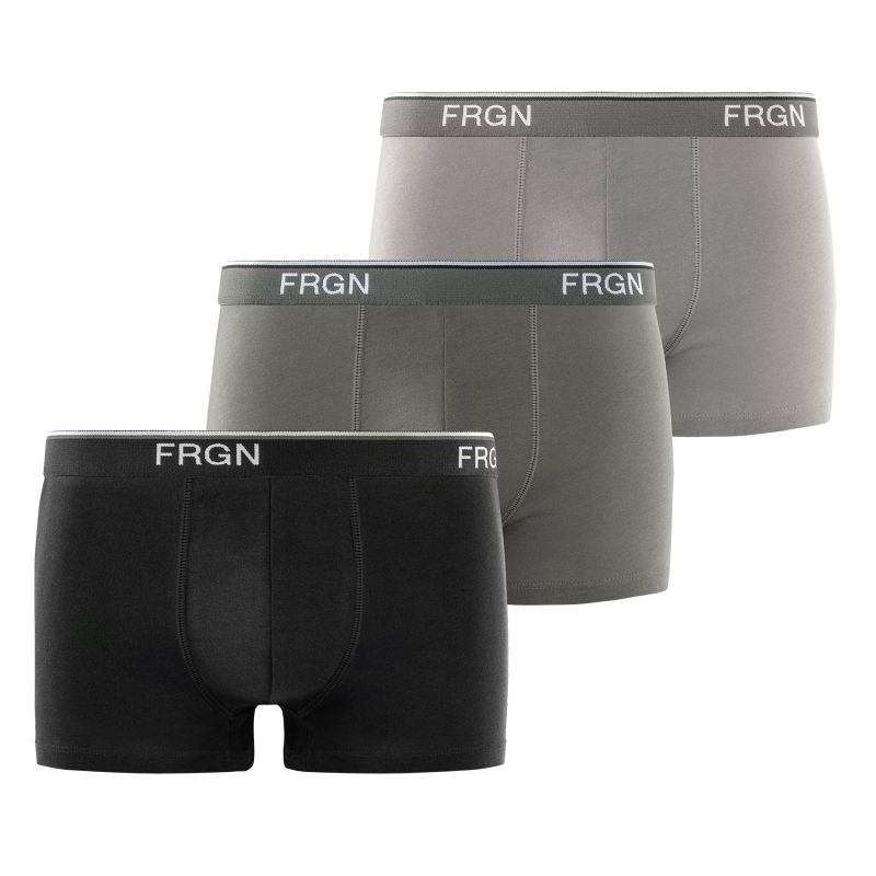 freegun Lot de 3 Boxers Coton noir gris foncé gris clair homme Ceinture fine Uni