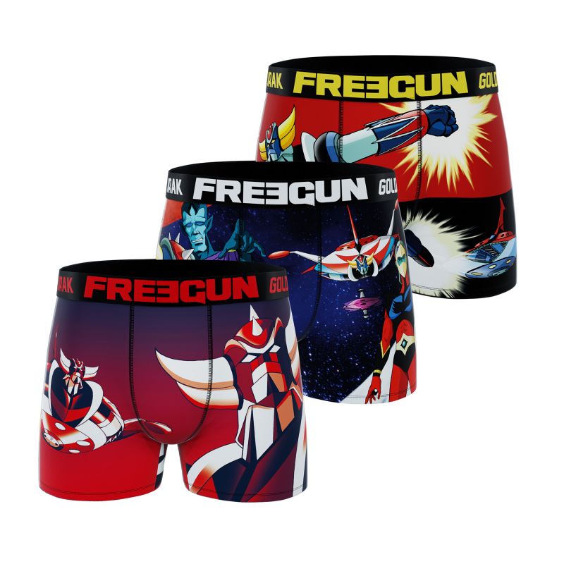 freegun Lot de 3 Boxers Freegun homme Goldorak Space Fly Ovni