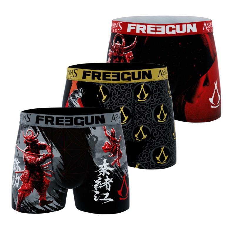 freegun Lot de 3 Boxers Microfibre garcon Assassin's Creed Fujibayashi Naoe Yasuke Imprimé