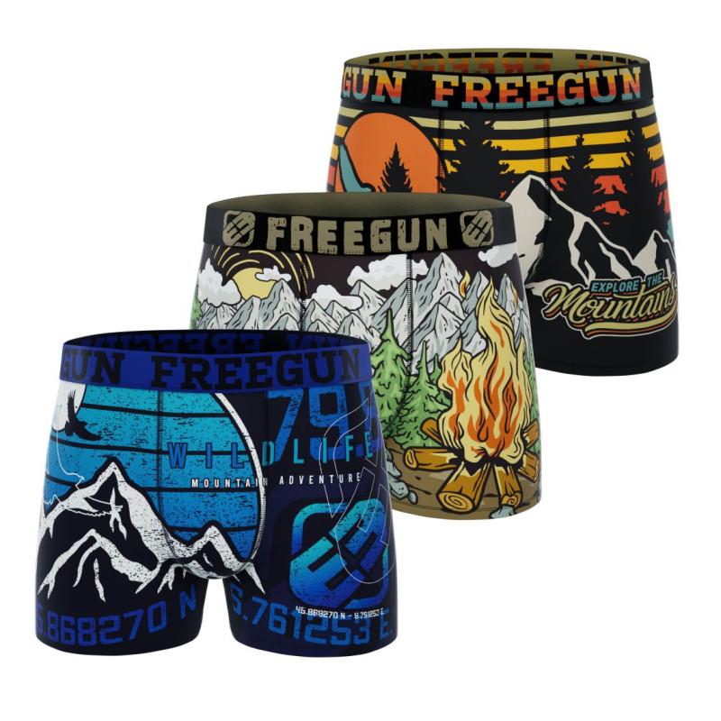 freegun Lot de 3 Boxers Microfibre garcon Collection Outdoor Imprimé Garantie 2 ans