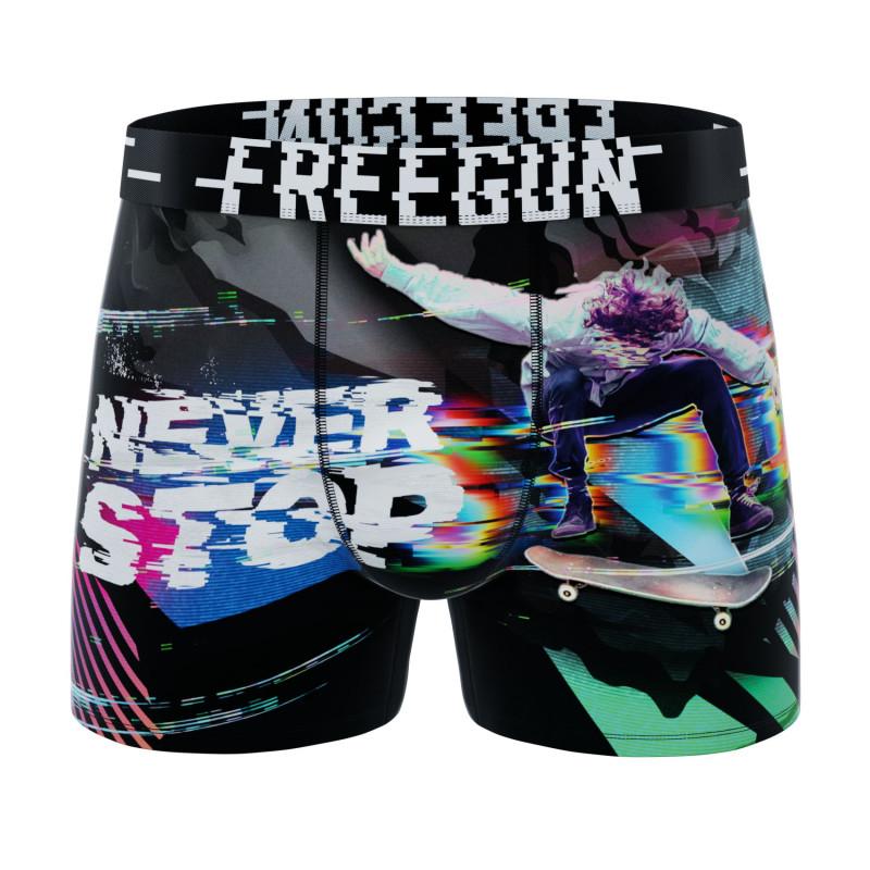 Freegun Lot De 3 Boxers Microfibre Garcon Imprimé Emotik Garantie 2 Ans