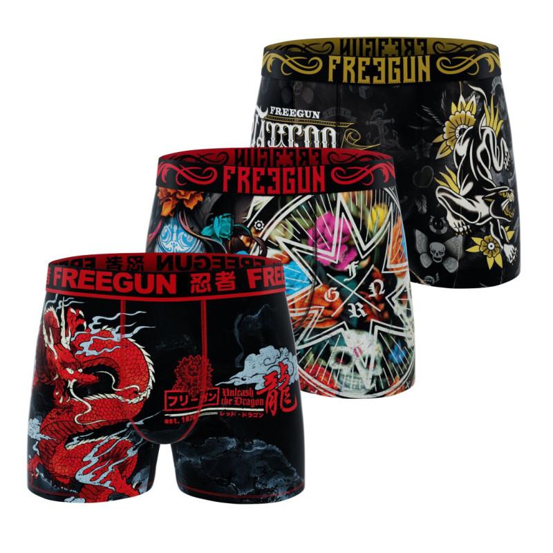 freegun Lot de 3 Boxers Microfibre garcon Imprimé Skull Garantie 2 ans