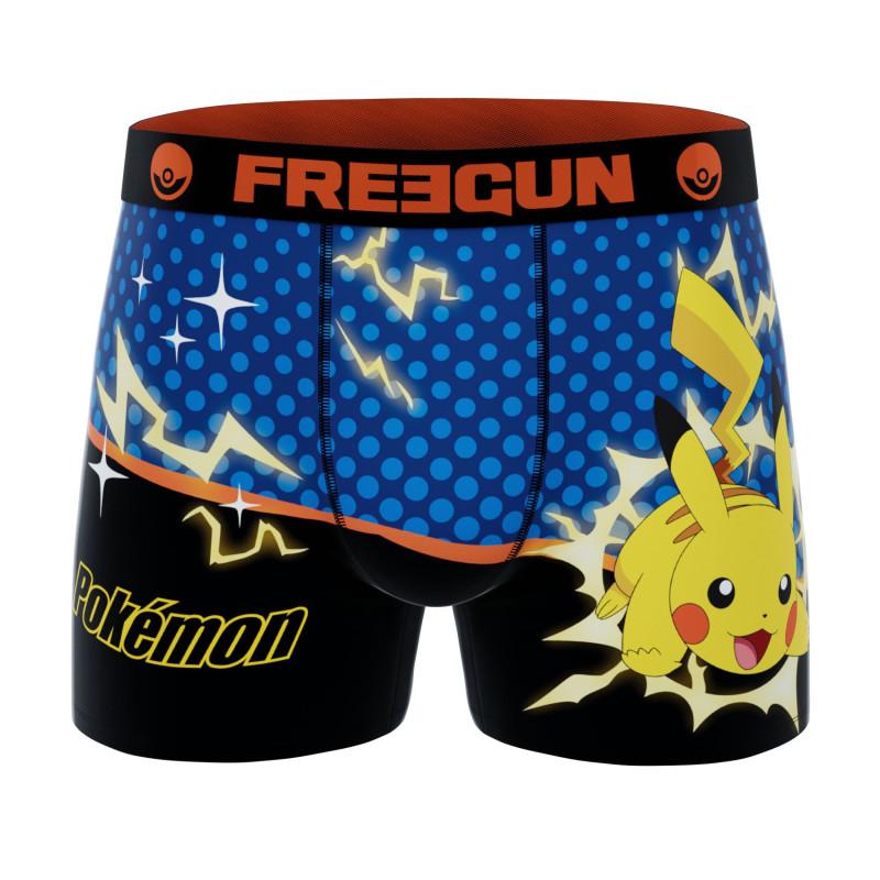 Freegun Lot De 3 Boxers Microfibre Garcon Pokemon Pikachu Dracaufeu Imprimé