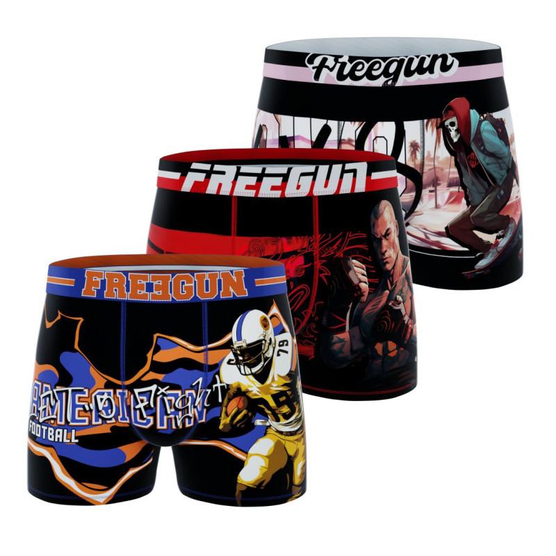 freegun Lot de 3 Boxers microfibre Garcon US Sports Garantie 2 ans Stretch