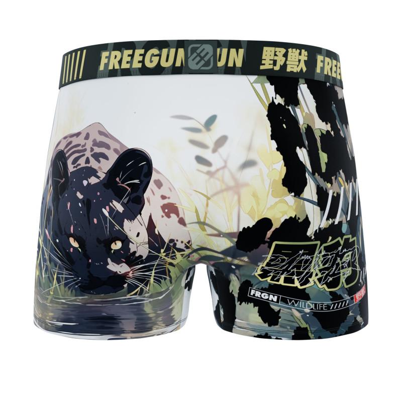 Freegun Lot De 3 Boxers Microfibre Homme Confort Stretch Imprimé Animals Garantie 2 Ans