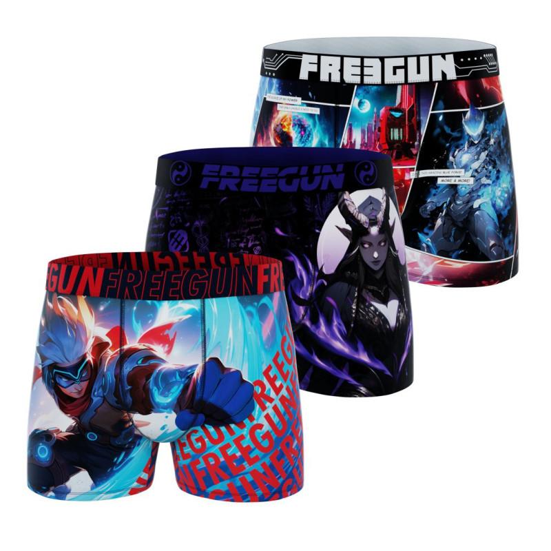 freegun Lot de 3 Boxers Microfibre homme Imprimé Gaming Garantie 2 ans