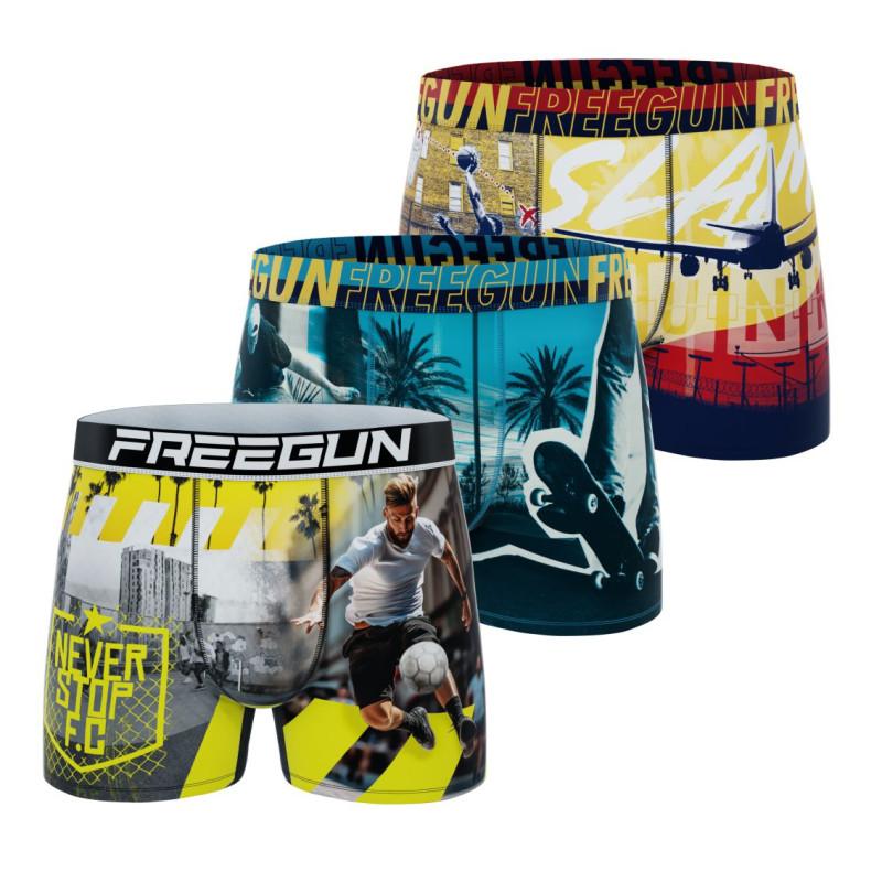 freegun Lot de 3 Boxers Microfibre homme Imprimé Sport Garantie 2 ans