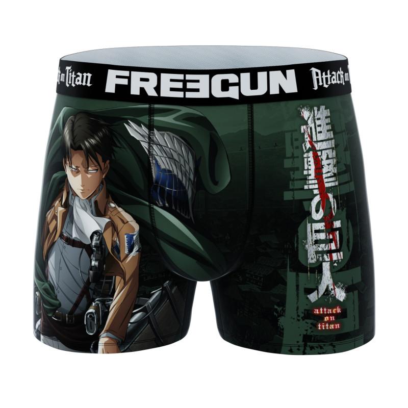 Freegun Lot De 3 Boxers Microfibre Homme L'Attaque Des Titans Eren Livaï Titan Mikasa Imprimé