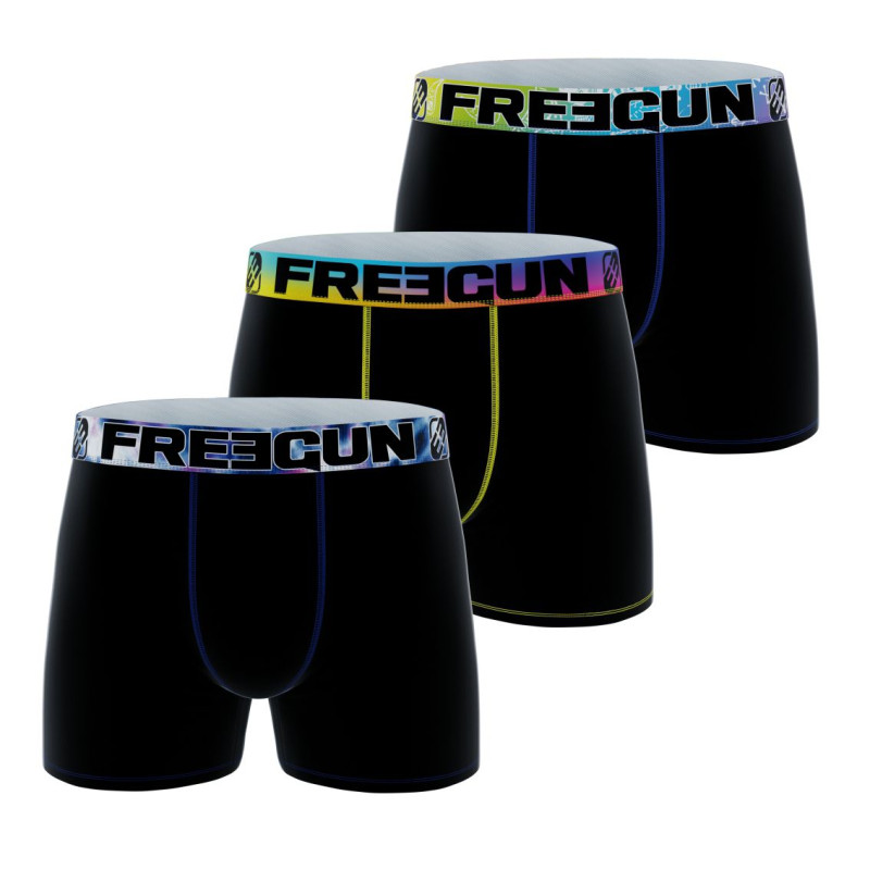 freegun Lot de 3 boxers noirs enfant microfibre Uni Rainbow freegun Lot de 3 boxers noirs enfant microfibre Uni Rainbow