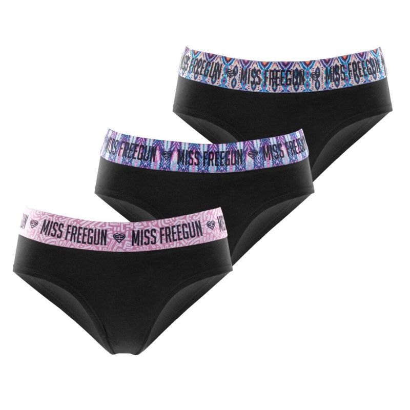 freegun Lot de 3 Culottes Noires Coton Femme Stretch Ethnik Uni B freegun Lot de 3 Culottes Noires Coton Femme Stretch Ethnik Uni B