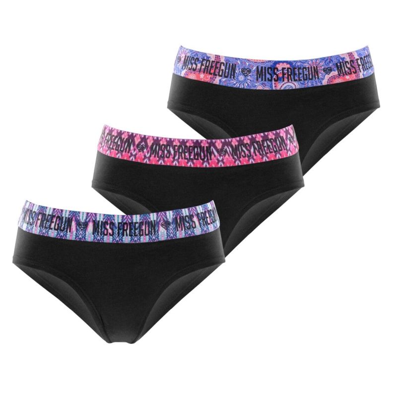 freegun Lot de 3 Culottes Noires Coton Femme Stretch Ethnik Uni A freegun Lot de 3 Culottes Noires Coton Femme Stretch Ethnik Uni A