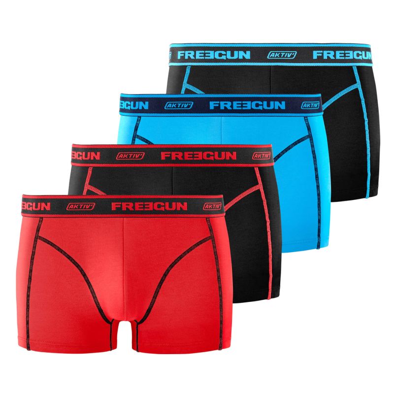 freegun Lot de 4 Boxers Coton homme Aktiv Sport Uni