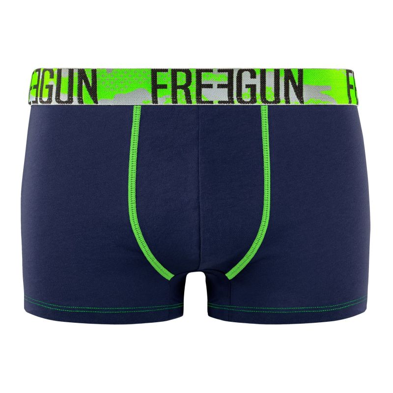 Freegun Lot De 4 Boxers Coton Homme Bleu/Gris/Blanc/Bleu Marine/Vert