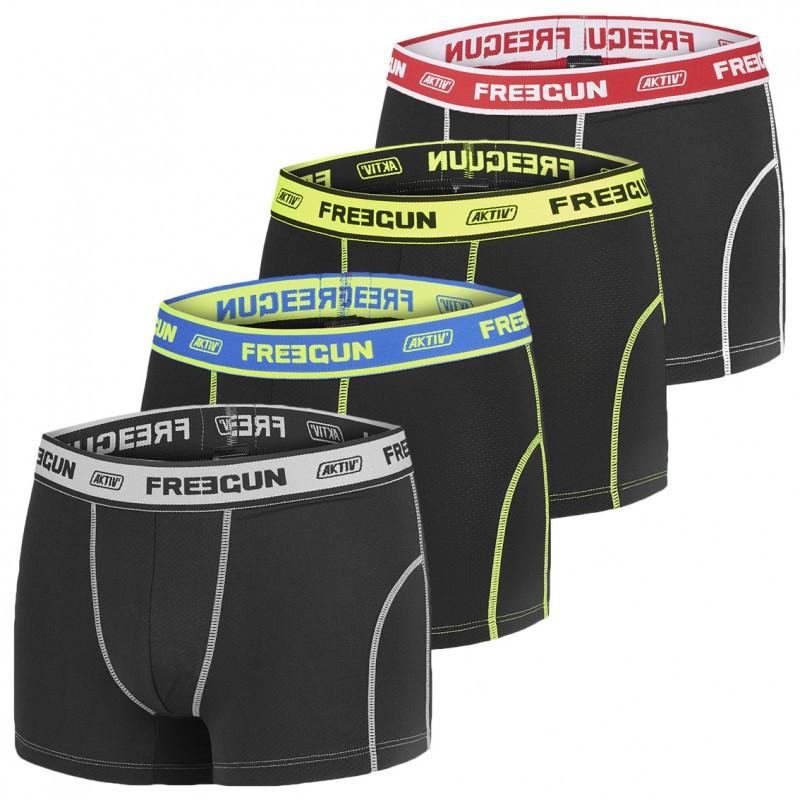 freegun Lot de 4 Boxers Freegun homme Aktiv Noir et Fluo freegun Lot de 4 Boxers Freegun homme Aktiv Noir et Fluo