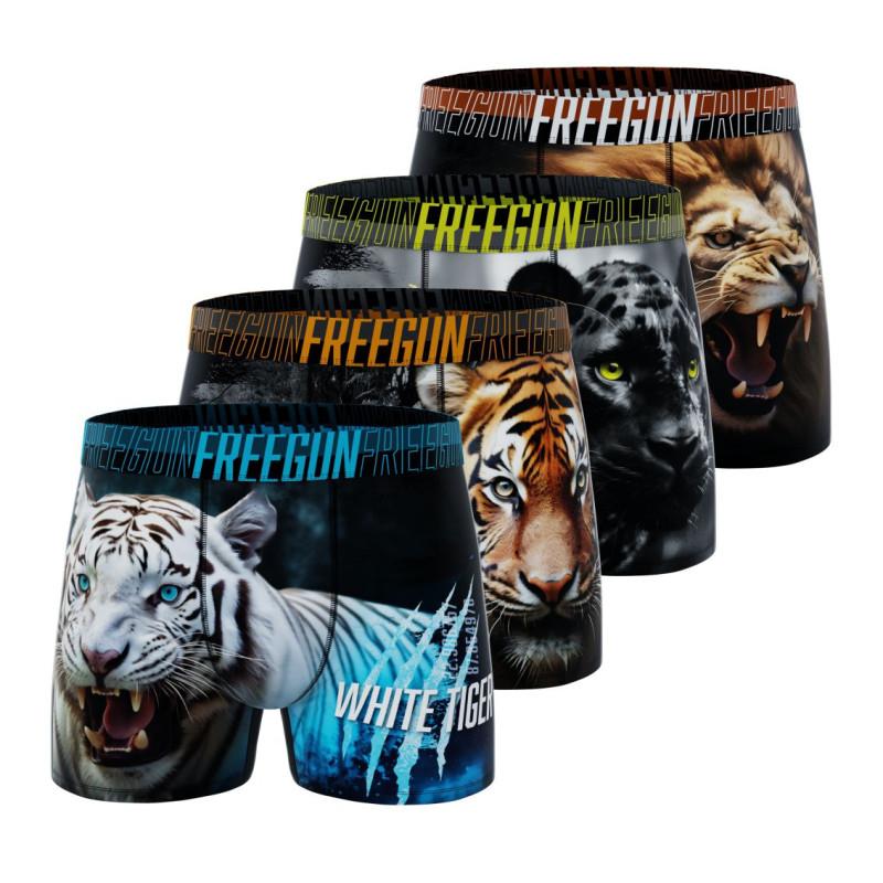 freegun Lot de 4 Boxers Microfibre garcon Confort Respirant Stretch Imprimé Animals Garantie 2 ans