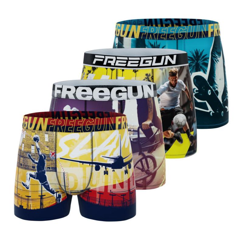 freegun Lot de 4 Boxers Microfibre garcon Imprimé Sport Garantie 2 ans
