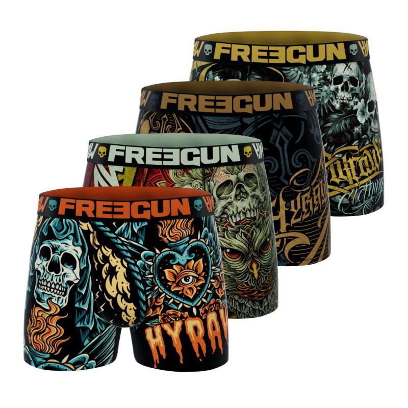 freegun Lot de 4 Boxers Microfibre homme Hyraw Imprimé Skull