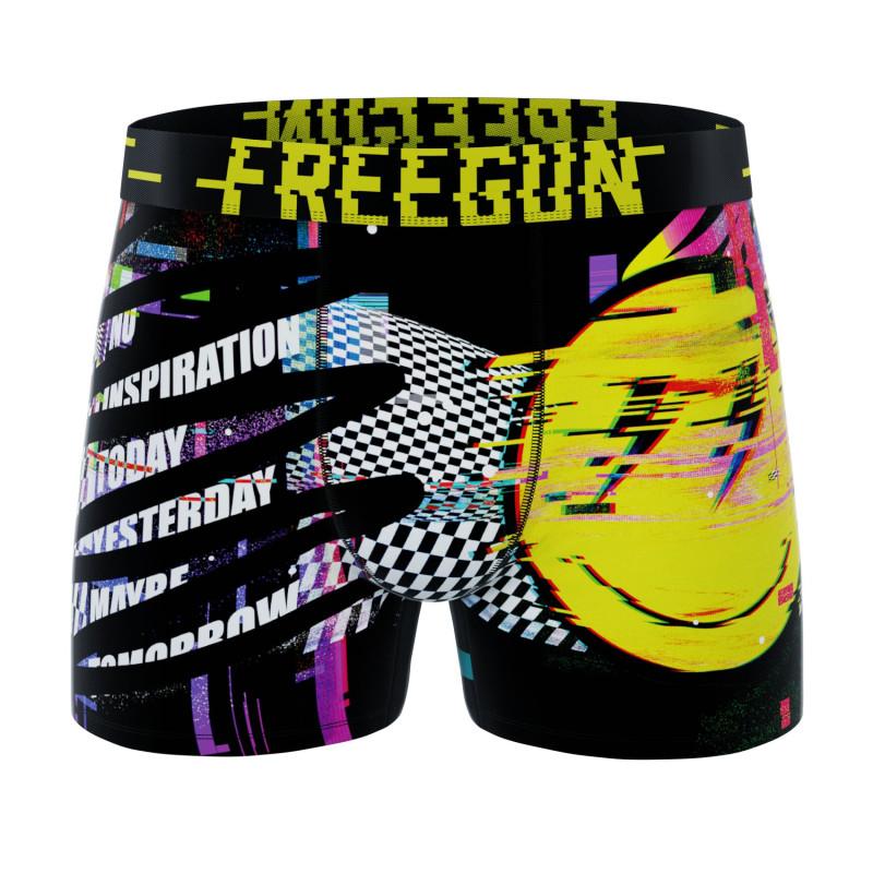 Freegun Lot De 4 Boxers Microfibre Homme Imprimé Emotik Garantie 2 Ans