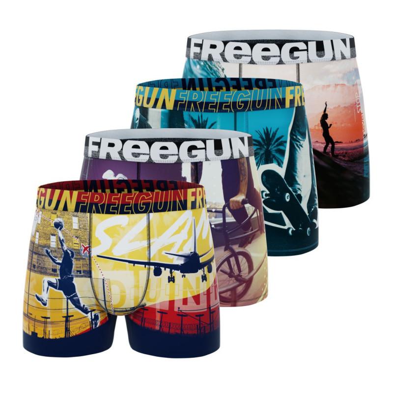 freegun Lot de 4 Boxers Microfibre homme Imprimé Sport Garantie 2 ans