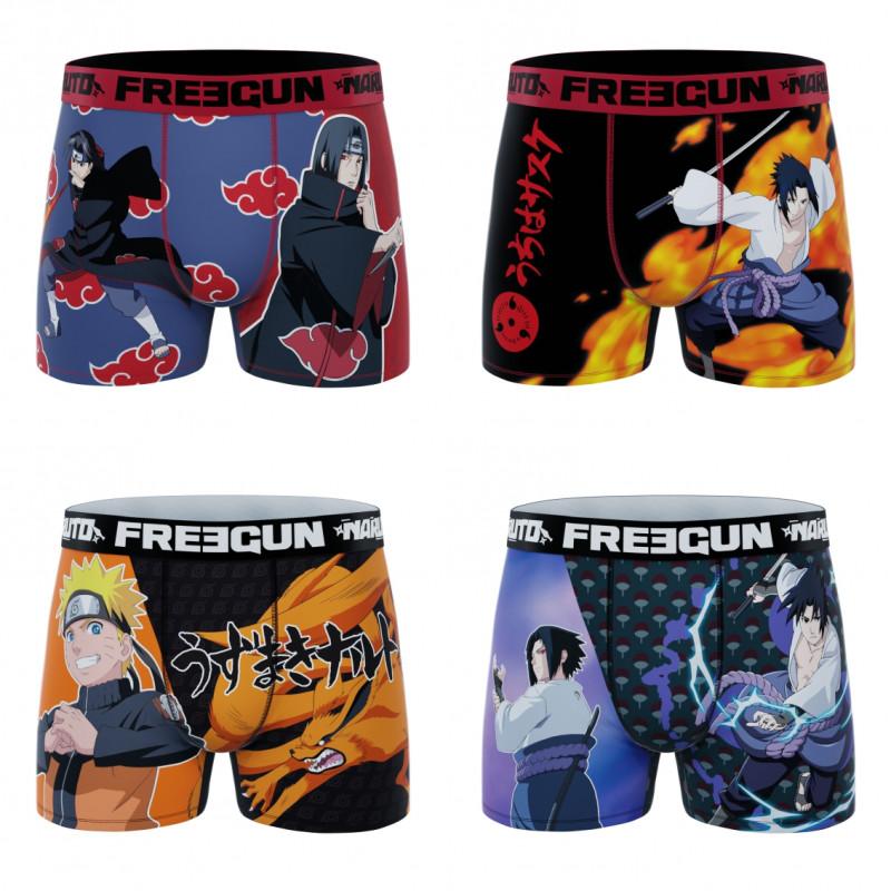Freegun Lot De 4 Boxers Microfibre Homme Naruto Shippuden Imprimé