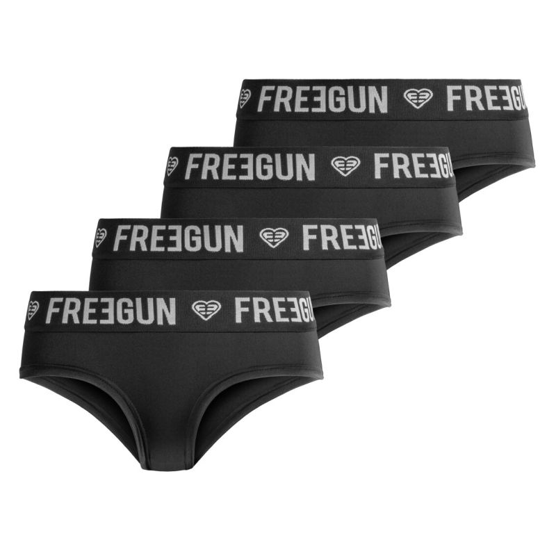freegun Lot de 4 Culottes Noires Microfibre Femme Stretch freegun Lot de 4 Culottes Noires Microfibre Femme Stretch