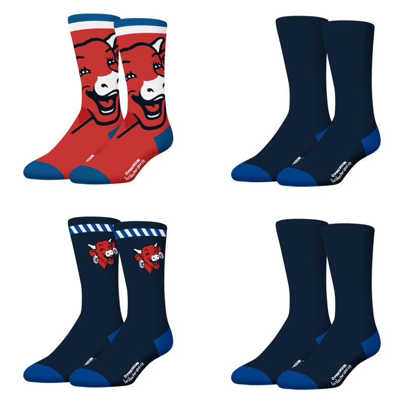 freegun Lot de 4 paires de chaussettes de ville homme La Vache Qui Rit Freegun