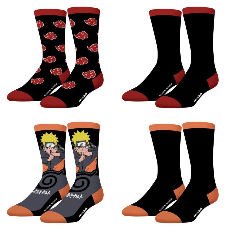 freegun Lot de 4 paires de chaussettes de ville homme Naruto Shippuden Freegun