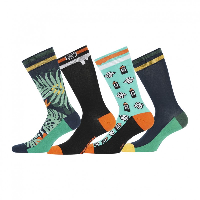 freegun Lot de 4 Paires de Chaussettes Freegun de ville homme Fantaisie Funny