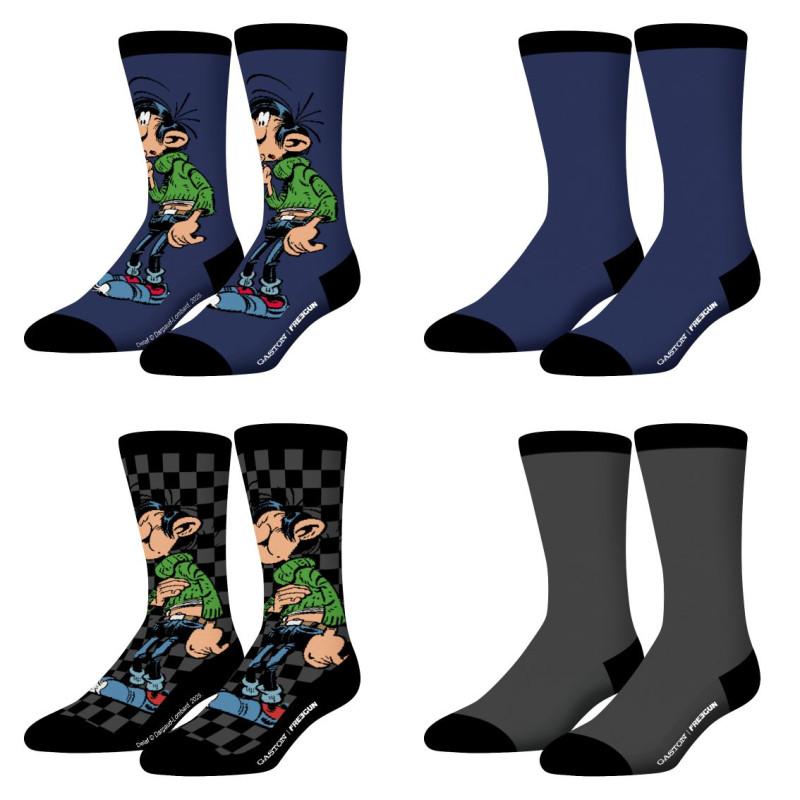 freegun Lot de 4 Paires de Chaussettes homme Gaston La Gaffe Imprimé - Freegun