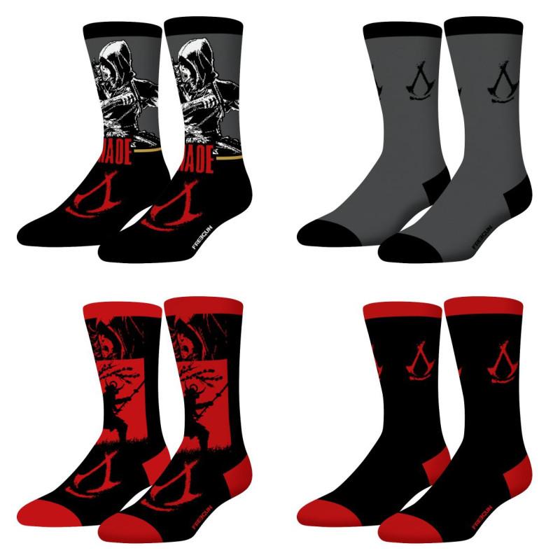 freegun Lot de 4 Paires de Chaussettes homme Tennis Assassin's Creed Imprimé - Freegun