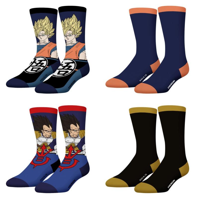 Freegun Lot De 4 Paires De Chaussettes Homme Tennis Dragon Ball Z Goku Vegeta Imprimé - Freegun