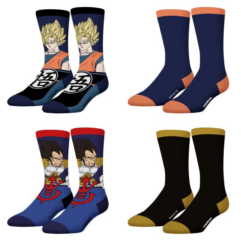 freegun Lot de 4 Paires de Chaussettes homme Tennis Dragon Ball Z Goku Vegeta Imprimé - Freegun