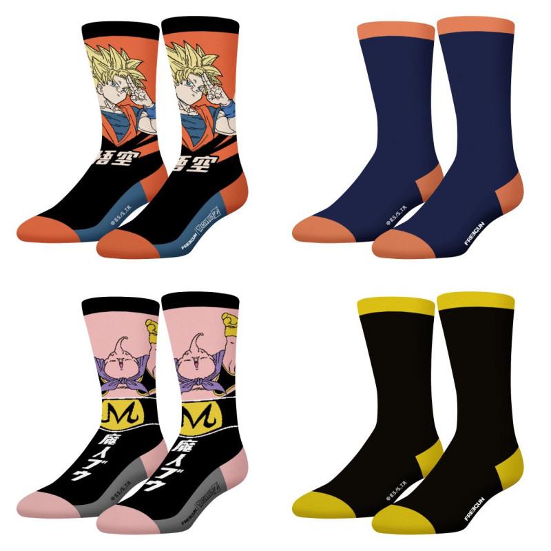 freegun Lot de 4 Paires de Chaussettes homme Tennis Dragon Ball Z Goku Buu Imprimé - Freegun