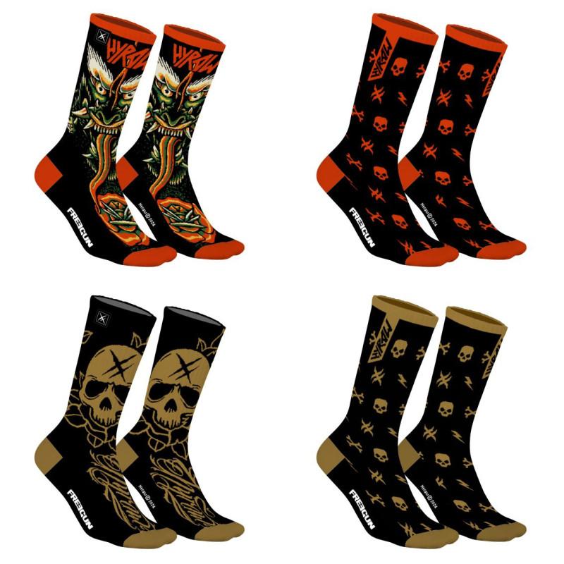 freegun Lot de 4 Paires de Chaussettes homme Tennis Hyraw Imprimé A1 - Freegun