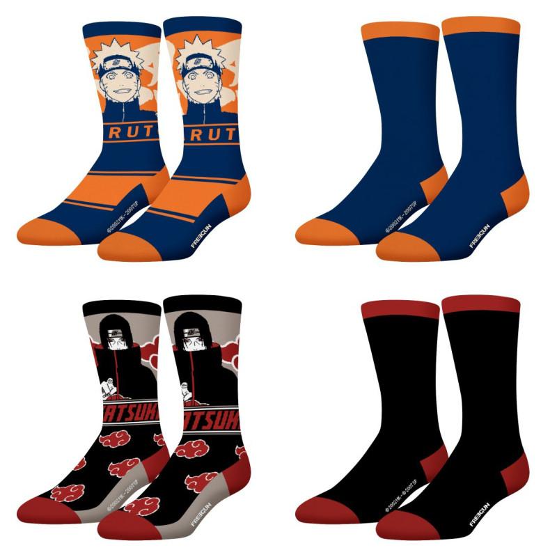 freegun Lot de 4 Paires de Chaussettes homme Tennis Naruto Shippuden Imprimé - Freegun