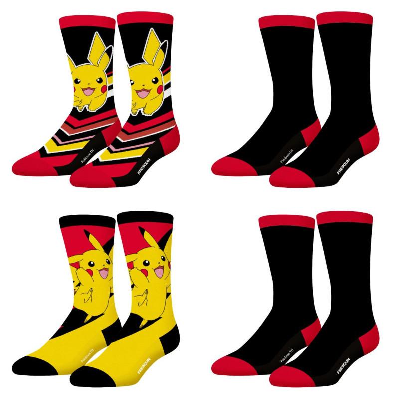freegun Lot de 4 Paires de chaussettes tennis homme Pokemon Pikachu Jaune - Freegun