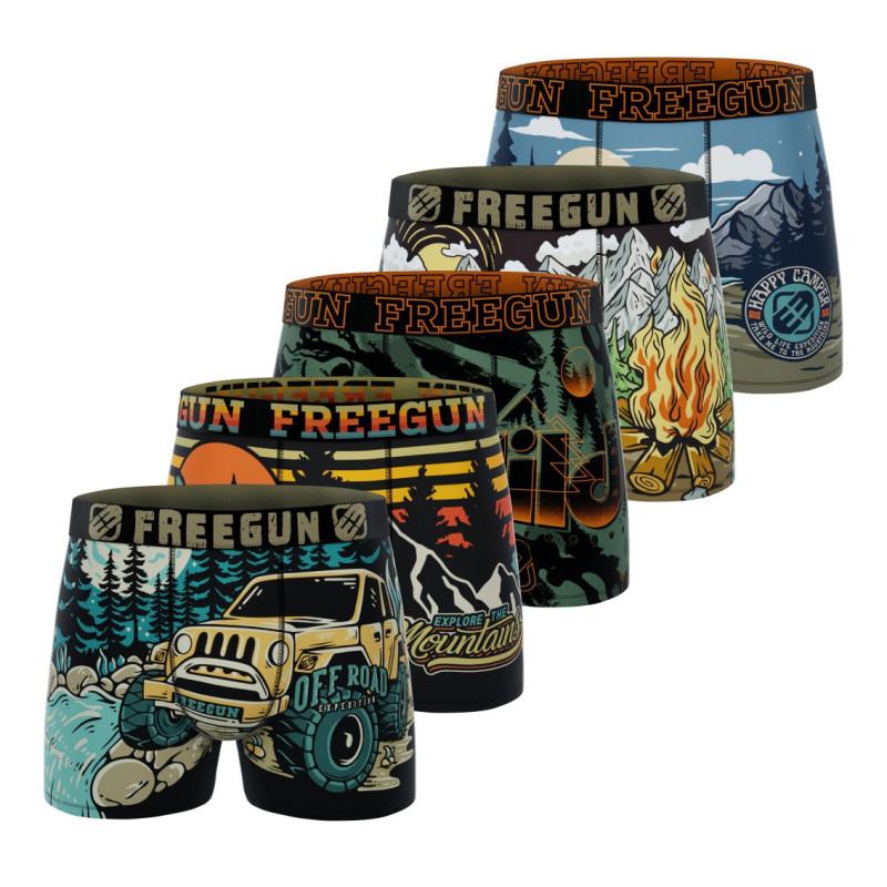 freegun Lot de 5 Boxers Microfibre garcon Imprimé Outdoor Garantie 2 ans
