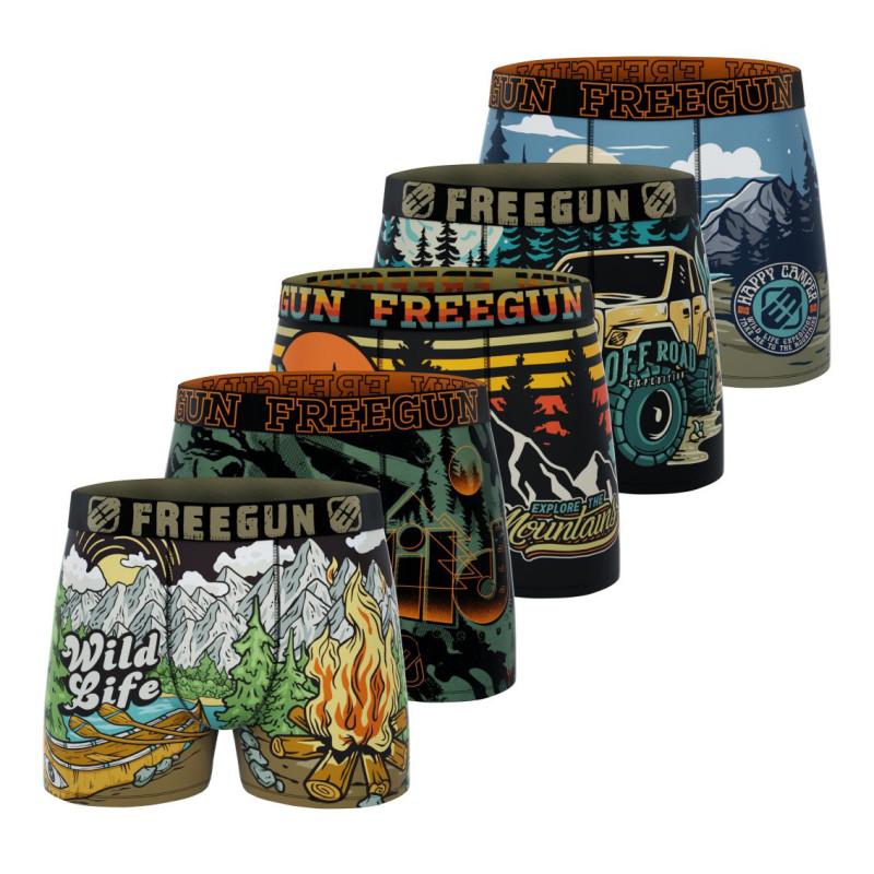 freegun Lot de 5 Boxers Microfibre homme Collection Outdoor Imprimé Garantie 2 ans
