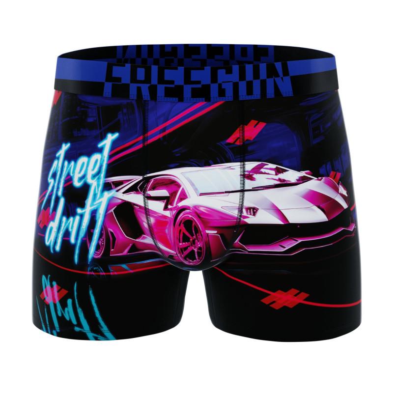 Freegun Lot De 5 Boxers Microfibre Homme Imprimé Emotik Garantie 2 Ans