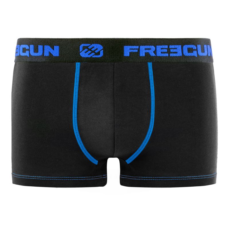 Freegun Lot De 6 Boxers Noir Gris Bleu Coton Garcon Uni
