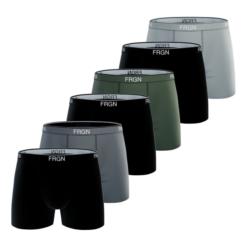 freegun Lot de 6 Boxers Noir Gris Vert Coton homme FRGN Stretch Uni freegun Lot de 6 Boxers Noir Gris Vert Coton homme FRGN Stretch Uni