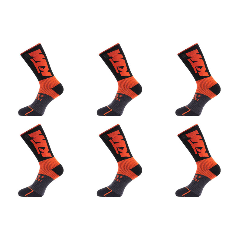 freegun Lot de 6 paires de chaussettes tennis homme sport noir orange KTM