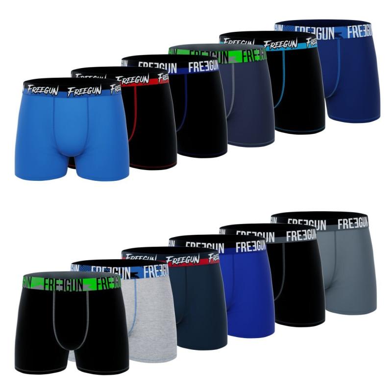 Freegun Pack Surprise De 12 Boxers Homme Coton Uni Stretch