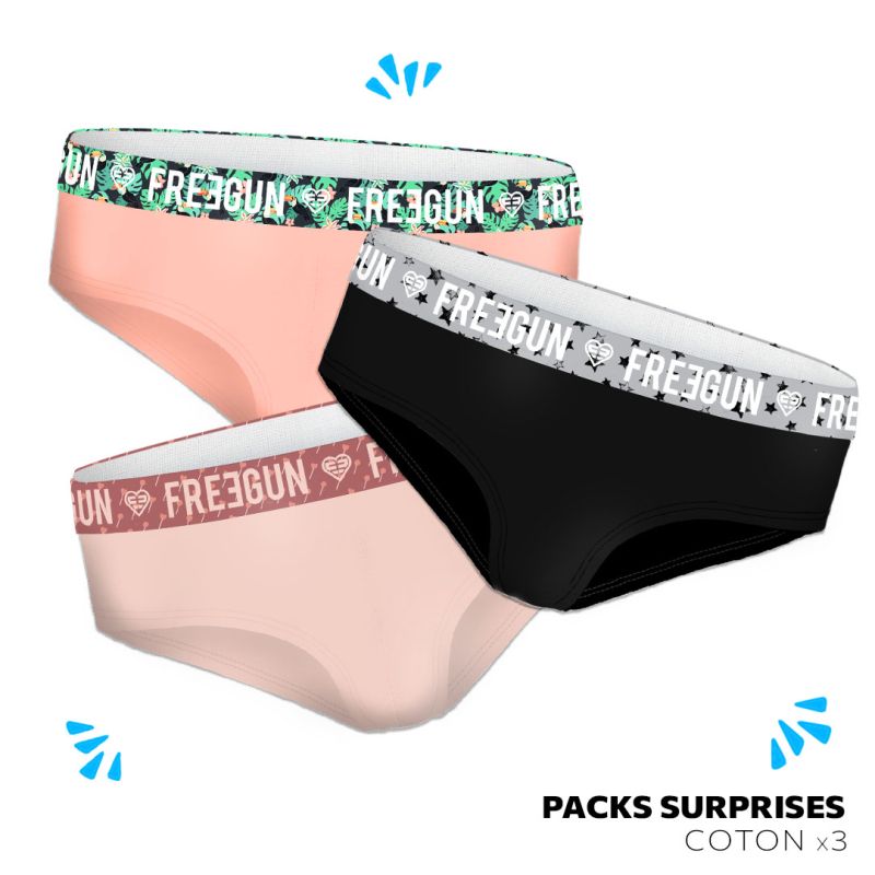 freegun Pack Surprise de 3 culottes Freegun coton femme freegun Pack Surprise de 3 culottes Freegun coton femme