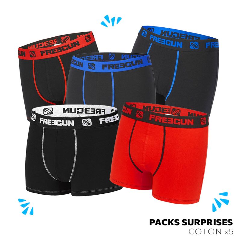 freegun Pack Surprise de 5 Boxers Freegun coton garçon freegun Pack Surprise de 5 Boxers Freegun coton garçon