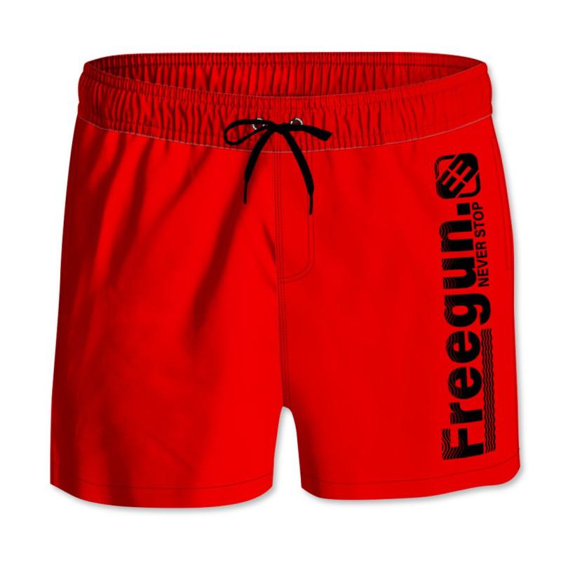 freegun Short de bain garçon court rouge séchage rapide
