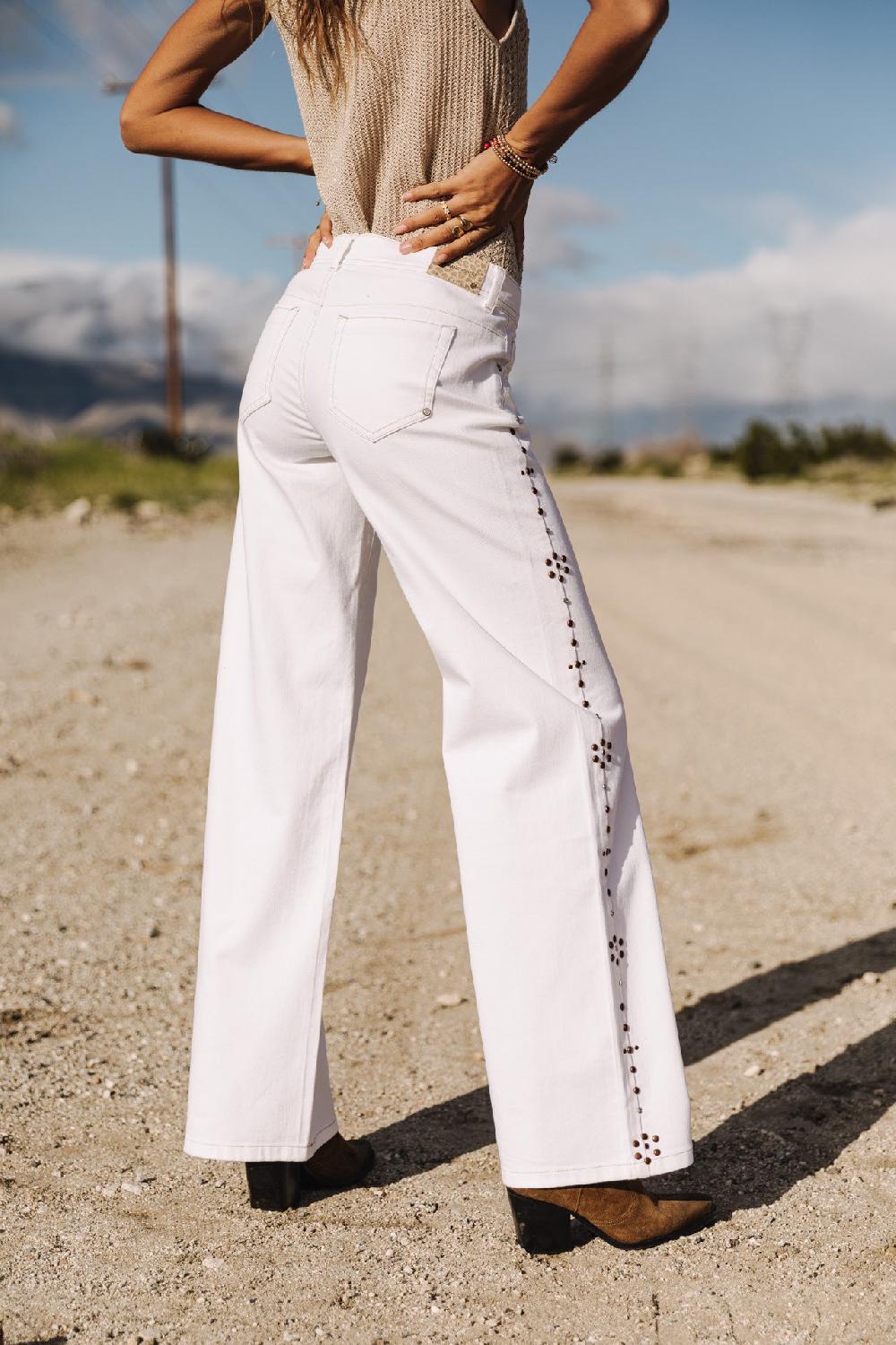 Freeman T. Porter Agatha Andalousia Pantalon Large Femme Off White